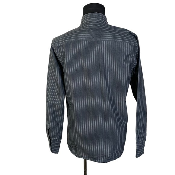 BKE Buckle | Men's Black Striped White Long Sleeve Button Front Shirt Medium - Picture 7 of 9